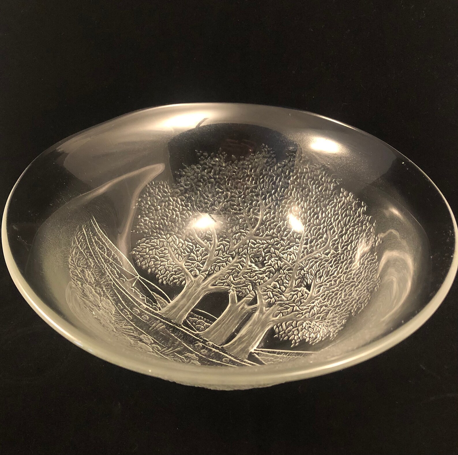 Kosta Boda Vintage Glass Bowl Nature Scene 70s Etsy