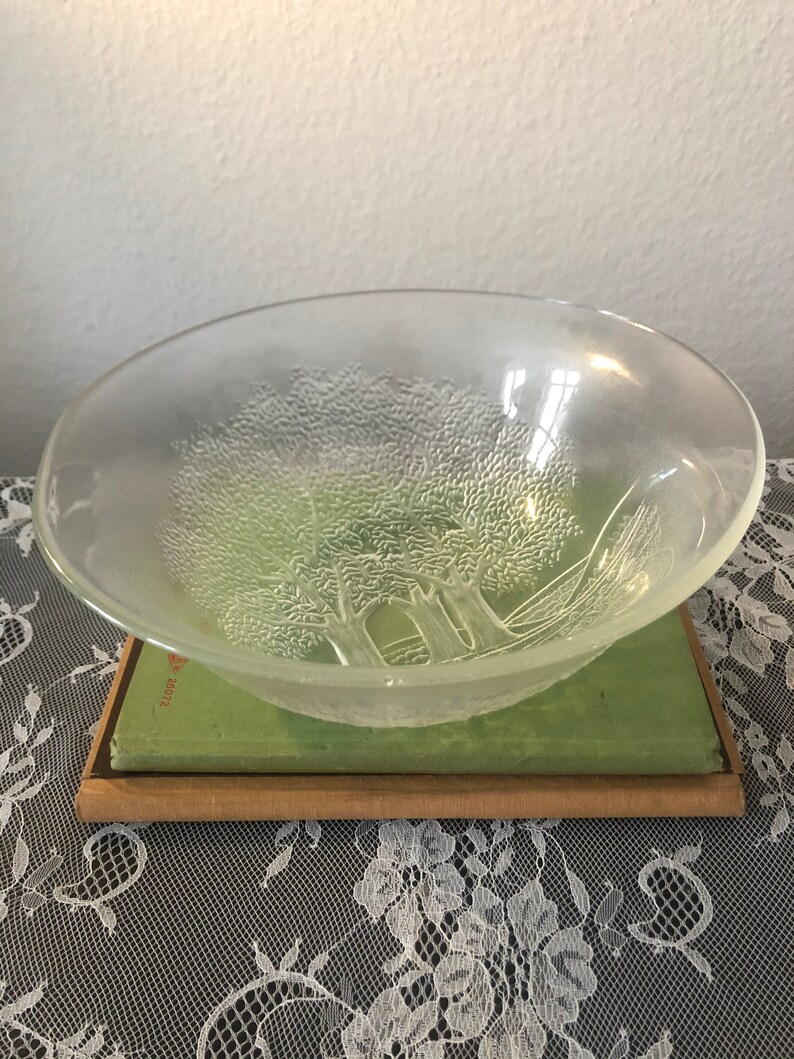 Kosta Boda Vintage Glass Bowl Nature Scene 70s Etsy