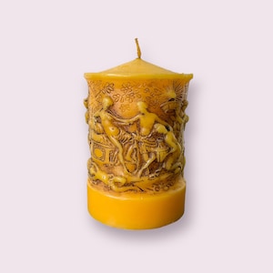 Large Vintage Column Candle, Wax Art 60s, Rustic Decor, Gift Centrepiece