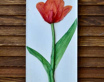 Tulipa - handpainted - botanical bass relief - botanical plaster cast