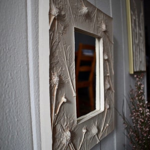 Botanical plaster cast mirror