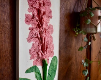 Matthiola - botanical bass relief - botanical plastercast - handpainted