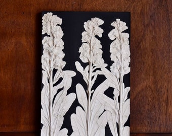 Matthiolas in a row - botanical plastercast - handpainted