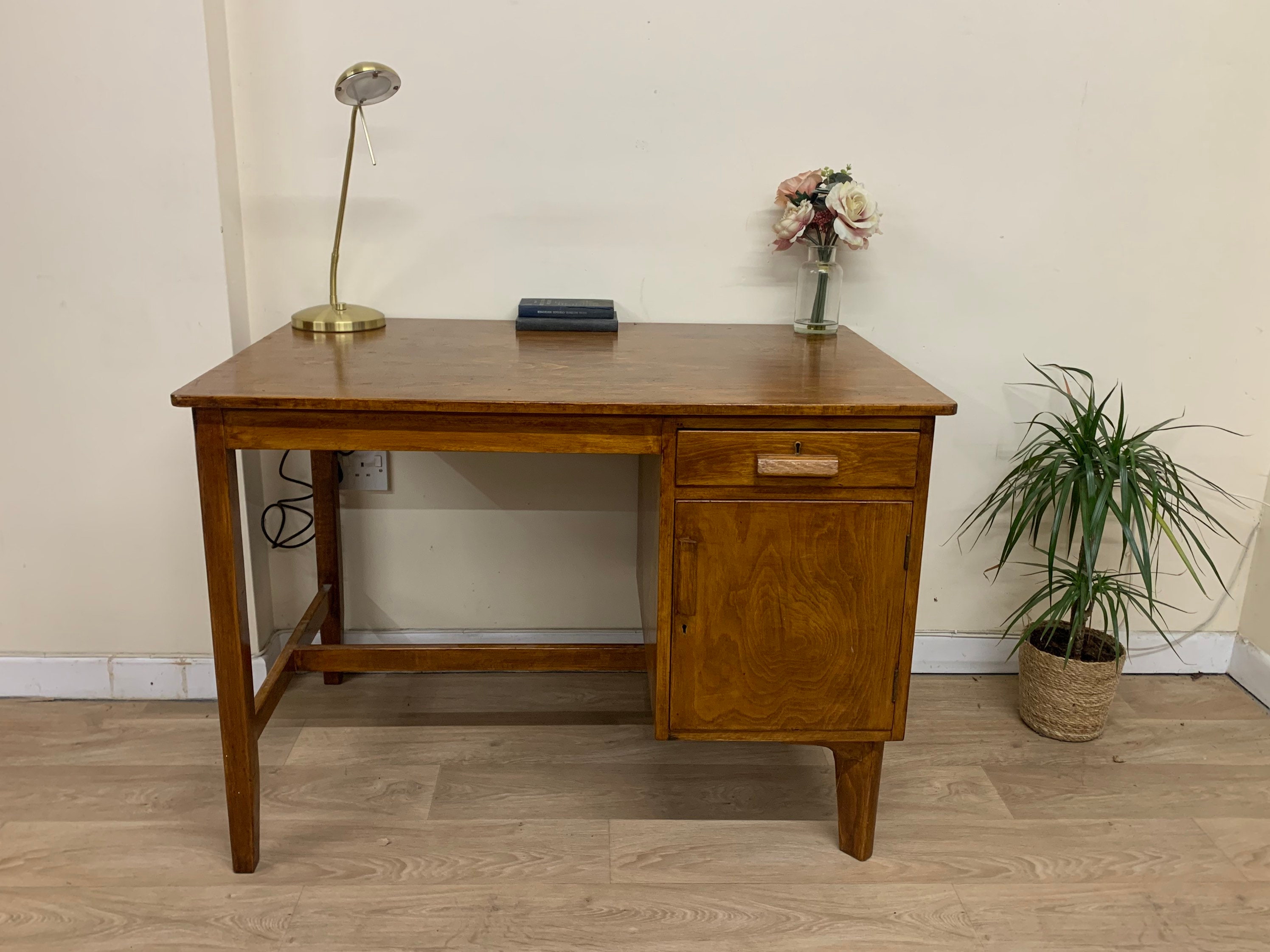 Vintage Abbess Style Wood Desk Teachers Desk Mid Century Etsy UK