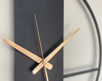 Minimalist Metal Wall Clock: Silent Scandinavian Design, Black Steel