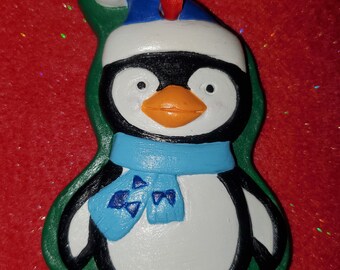 Handpainted Christmas Penguin Ornament