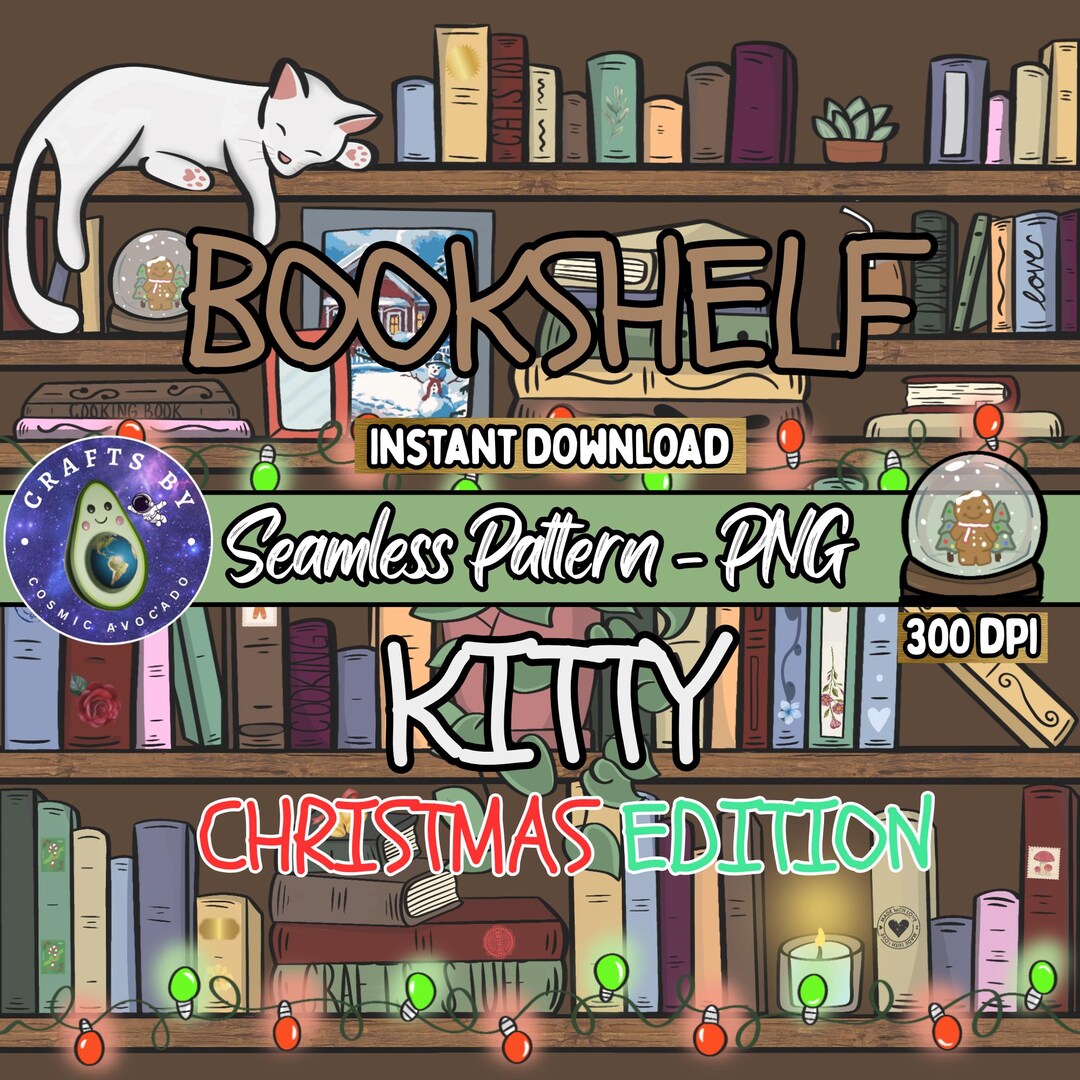 Bookshelf Seamless Pattern Instant Download PNG - Etsy