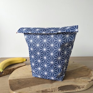 Lunch bag Lavable en Coton Imperméable Bleu ciel, Sac Repas Réutilisable & Sac à Goûter Enfant, Écologique et Pratique