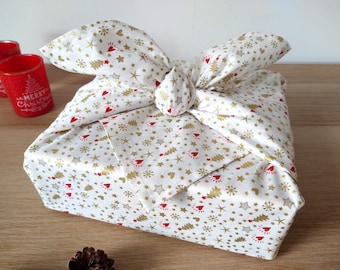 Furoshiki or christmas , reusable fabric gift wrap