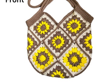 Borsa tote marrone girasole