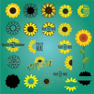 Sunflower Set, Grouped svg, Layered SVG, Cricut Cutting File, ai, eps, png layered, Plotter, CNC, Instant Download