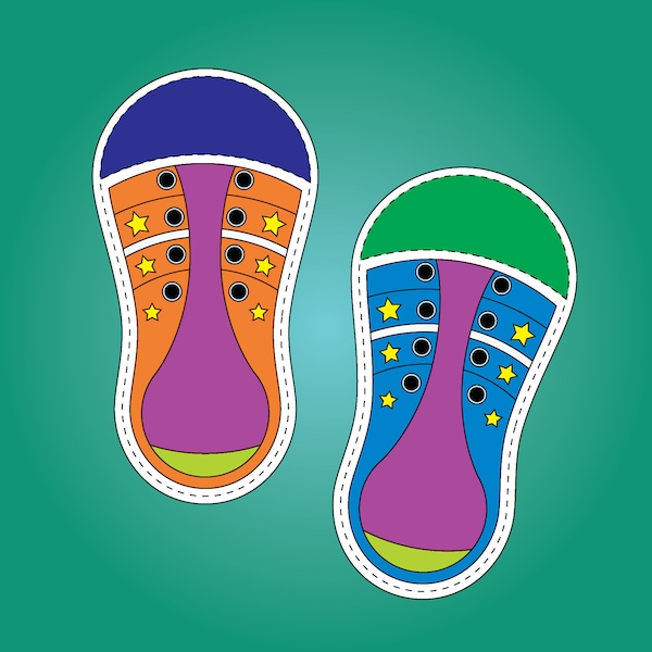 Shoe Lacing Learning Kit, lacing shoe, learning to tie shoe, coloring, teaching, Montessori, SVG, ai, eps, pdf, Cricut, CNC,