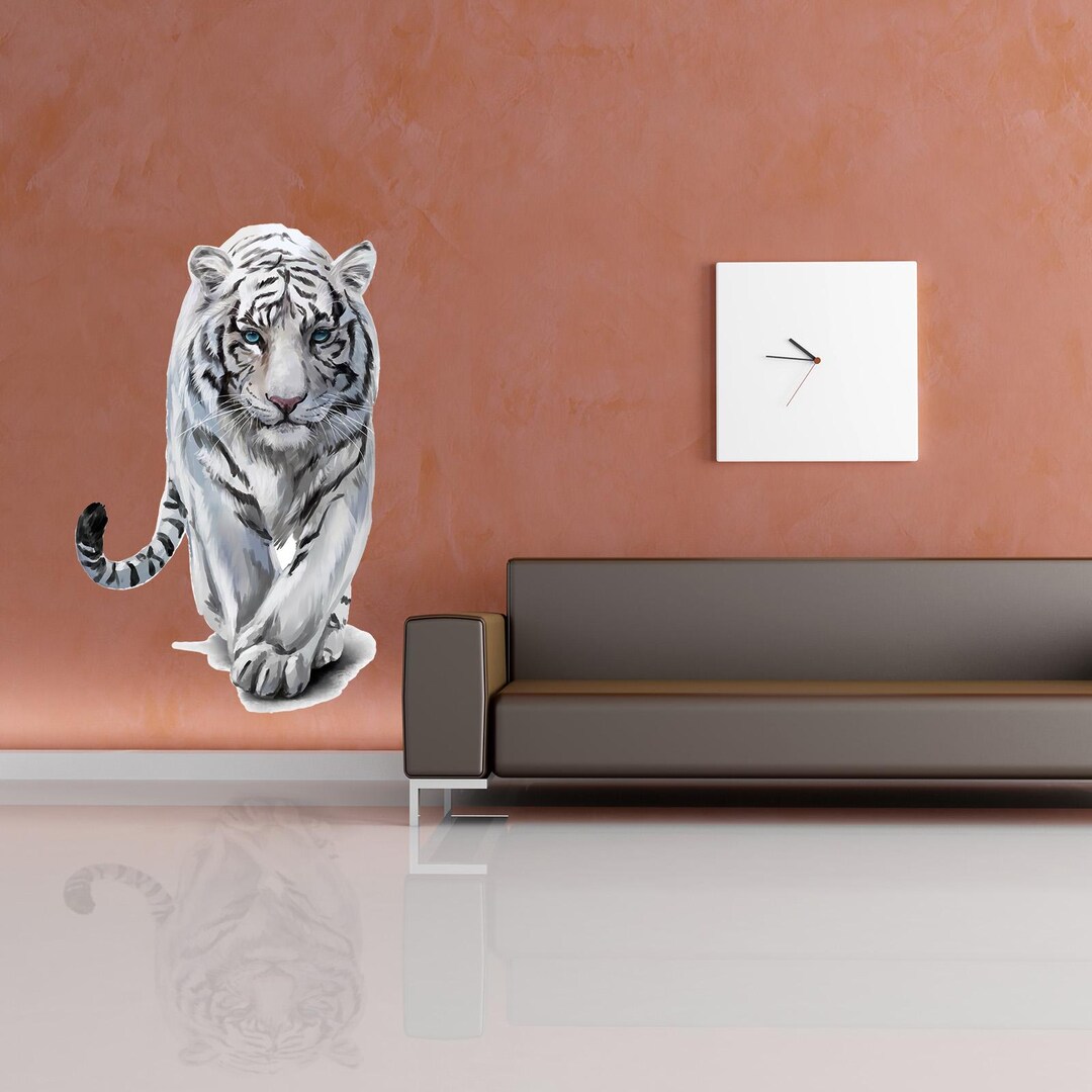 Big Wild White Tiger Wall Art Sticker Vinyl Transfer Graphic Decal ...