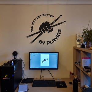 Drummer Hand Wall Art Sticker Music Decor Indoor / Outdoor