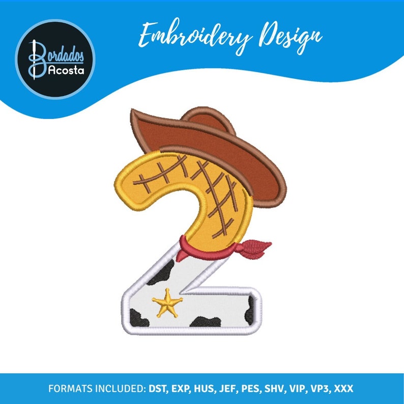 Woody Number Two APPLIQUE Embroidery Design Etsy