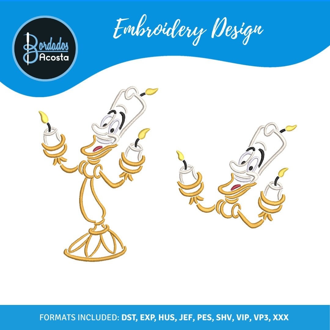 Lumiere Candlestick Beauty and the Beast SKETCH Embroidery Etsy