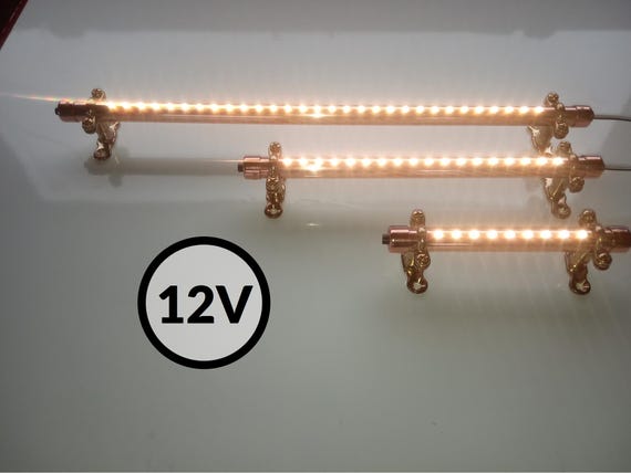 Kupfer Licht 12V / Netz Lange LED-Leuchte Mit Schalter. Wird Mit Kupfer-Sattelklammern Geliefert. Campervan, Wohnmobil, Boot, Leselicht, Steampunk - Österreich