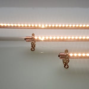 Mains Custom Length Copper Light Fixture 12-120cm / 4&quot;-4ft. Touch Dimmer or Builtin Switch with Brass mounts. Kitchen Light, Shelf Lighting.