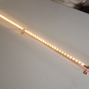 65cm / 2.1ft Mains, Touch Dimmer or Push Switch, Copper Lighting Fixture, with Saddle Clips. Kitchen Light, Wall Light, Shelf Light