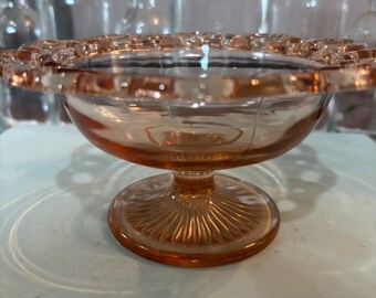 Ciotola Anchor Hocking Old Colony Lace Edge Pink Footed Glass Depression Glass (3 ciotole)