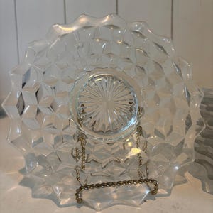 Vintage Elegant Glas Fostoria AMERICAN Muster 8 &#39;&#39;Salat oder Dessert Teller Kubist 2er Set