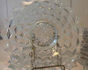 Plato de ensalada o postre Fostoria AMERICAN de cristal vintage elegante de 21,5 cm (8,5 pulgadas), estilo cubista, juego de 2