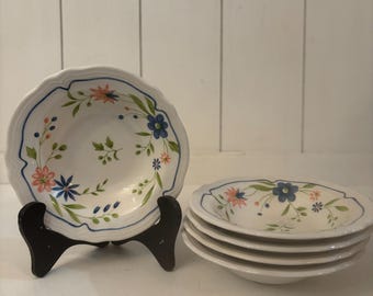 Cuencos pequeños Sears Country French Ironstone con diseño floral 4453, juego de 5