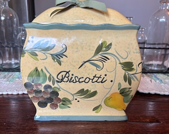 Tarro para galletas biscotti vintage hecho a mano para Nonni's, bote de estilo toscano