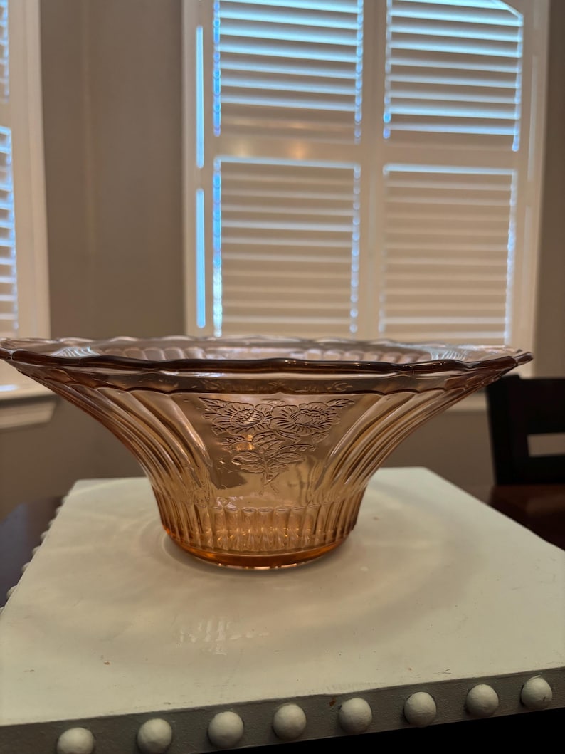 Vintage Mayfair Pink Depression Glass Open Rose Large Serving Bowl - Etsy