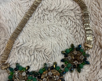 Vintage Nastasha Multicolor Pastel Rhinestones & Beaded Clusters 16-20" Necklace