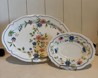 Piatto da portata Sears Country French Ironstone con decorazioni floreali 4453 piccolo e grande