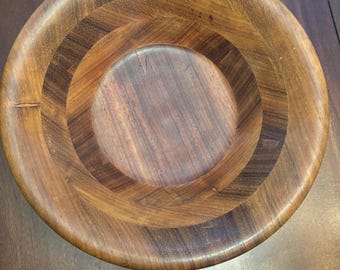 Cuenco grande de madera de teca tallada a mano para servir, 30 cm