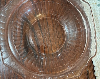 Anchor Hocking Mayfair Open Rose Pink Depression Glass Serving Bowl 1930s vintage 11.5 x 5