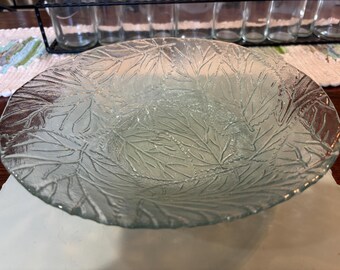 Bol para servir de vidrio prensado transparente Arcoroc France Canterbury con diseño Crocus, 29 cm (11,5 pulgadas), G15