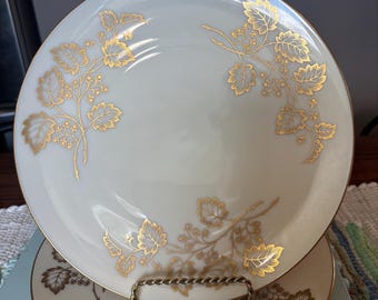 Plato llano Lenox Celeste T-426X con diseño de enredadera dorada, artículo vintage de colección de 26,7 cm (10,5").