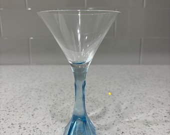 Vintage Bombay Sapphire Hand Blown Martini Glass Sapphire Colored Stem