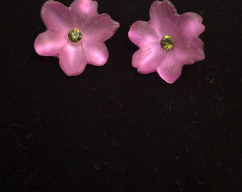 Authentic Alexis Bittar pink Lucite Flower Enamel & Crystal Earrings