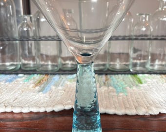 Artland Prescott Handblown Martini , Cocktail Glass Honeycomb Blue Stem