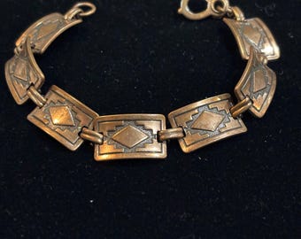 Bracciale con maglie tribali in rame dei nativi americani VTG Concha Southwestern boho