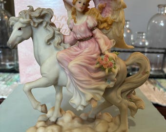 Statuetta vintage Seraphim Classics Simone Nature's Own Angel Roman 78084 a cavallo