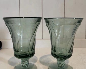 Fostoria Jamestown Green 12 oz Footed ICED TEA glasses set of 2
