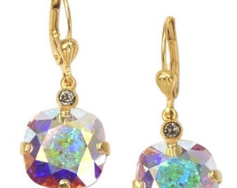 Catherine Popesco Large Crystal Earrings in AB Clear Crystal