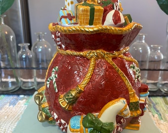 Portafoglio Barattolo per biscotti di Natale Sacchetto regalo di Babbo Natale Giocattoli 3D Contenitore in ceramica pesante