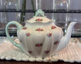 Tetera de porcelana fina Shelley, modelo Rosebud, fabricada en Inglaterra, 13426