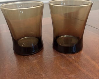 Vaso moca Anchor Hocking Linden vintage o vasos retro marrón ahumado, juego de 6 vasos bajos