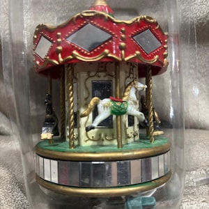 1989 NOMA vintage Collectible Christmas Ornament carousel horse animated