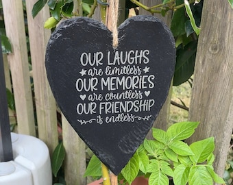 Personalised slate heart sentiment message best friend anniversary wedding gift new home