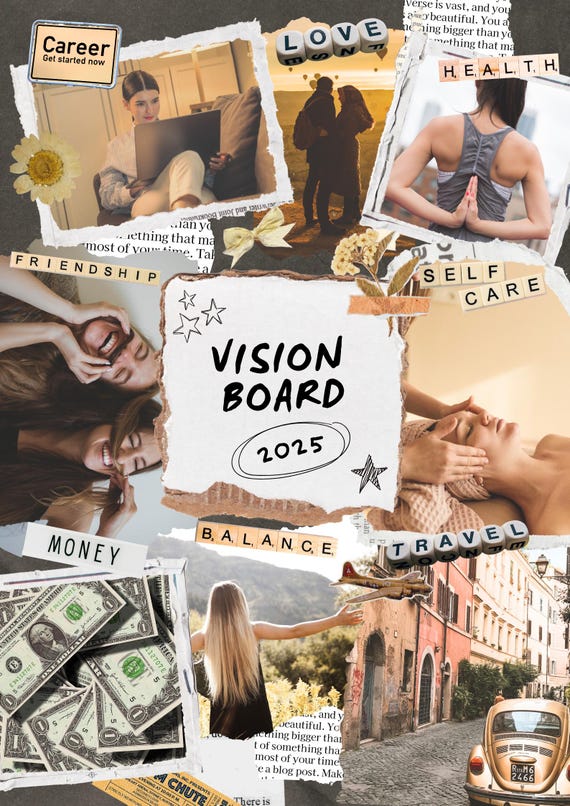 Custom Printed Vision Board – High-Quality Satin Paper, Manifestation Board, Personalised Vision Board Design