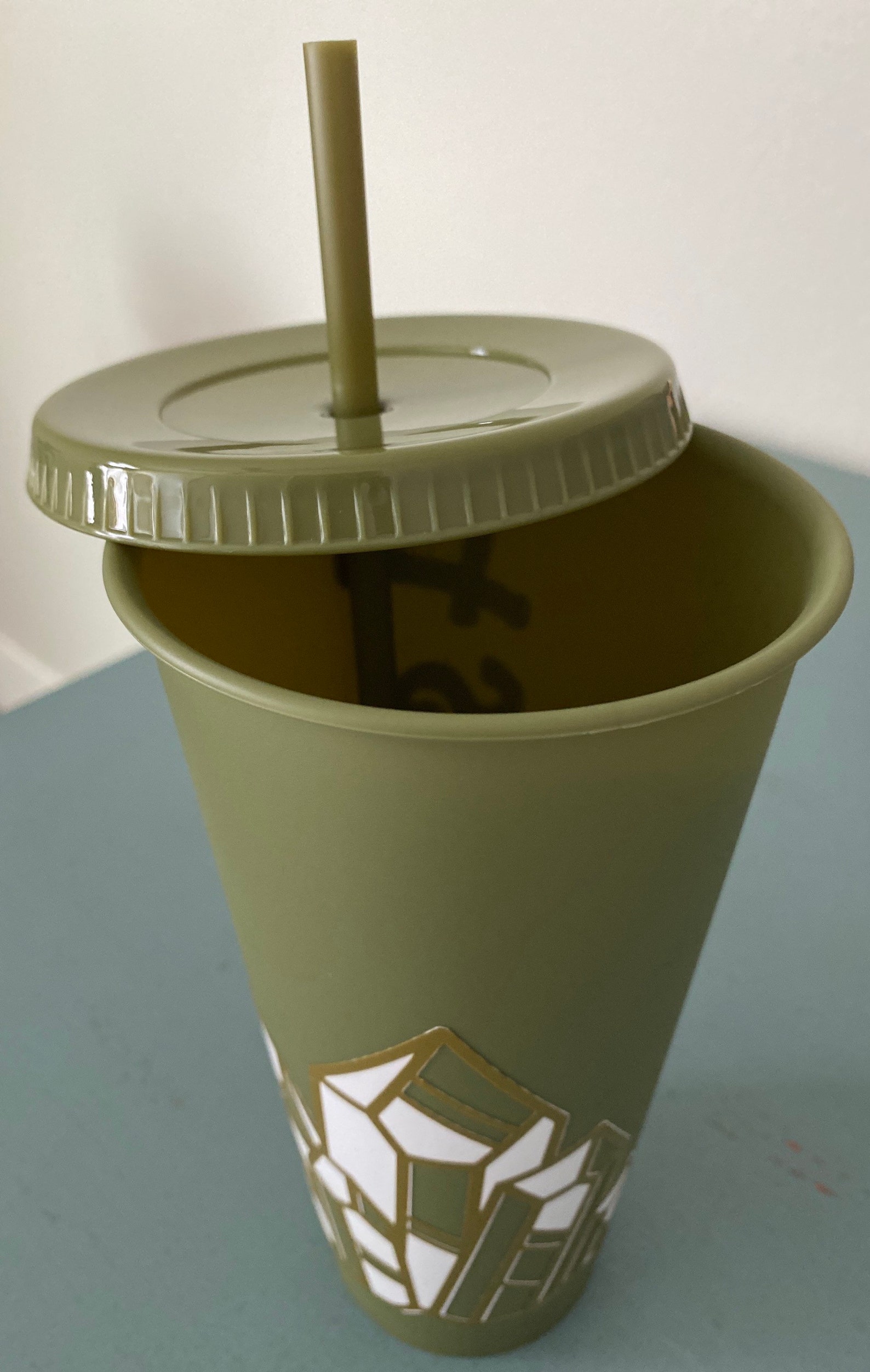 Personalized Matte Green Tumbler with Vinyl White And Gold Etsy