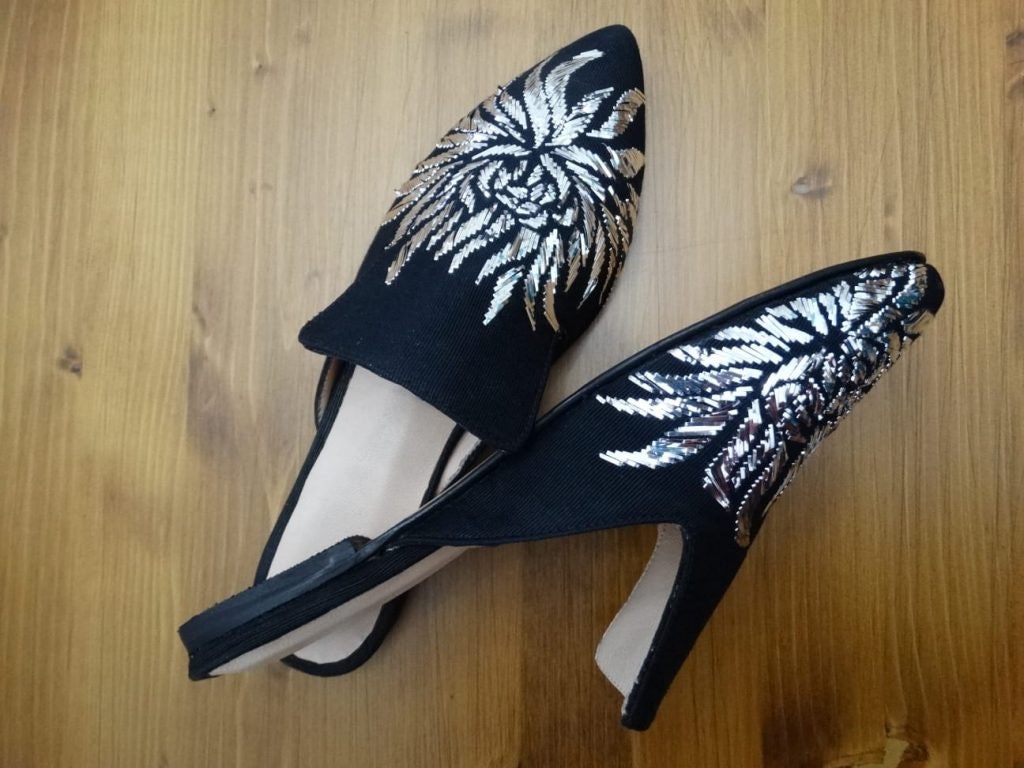 Vintage Style Embroidered Slippers Etsy